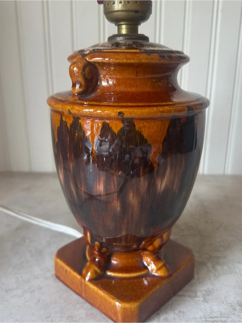 Brush McCoy Pottery Onyx Drip Glaze Urn Table Lamp Brown Arts & Crafts 1920s 30s